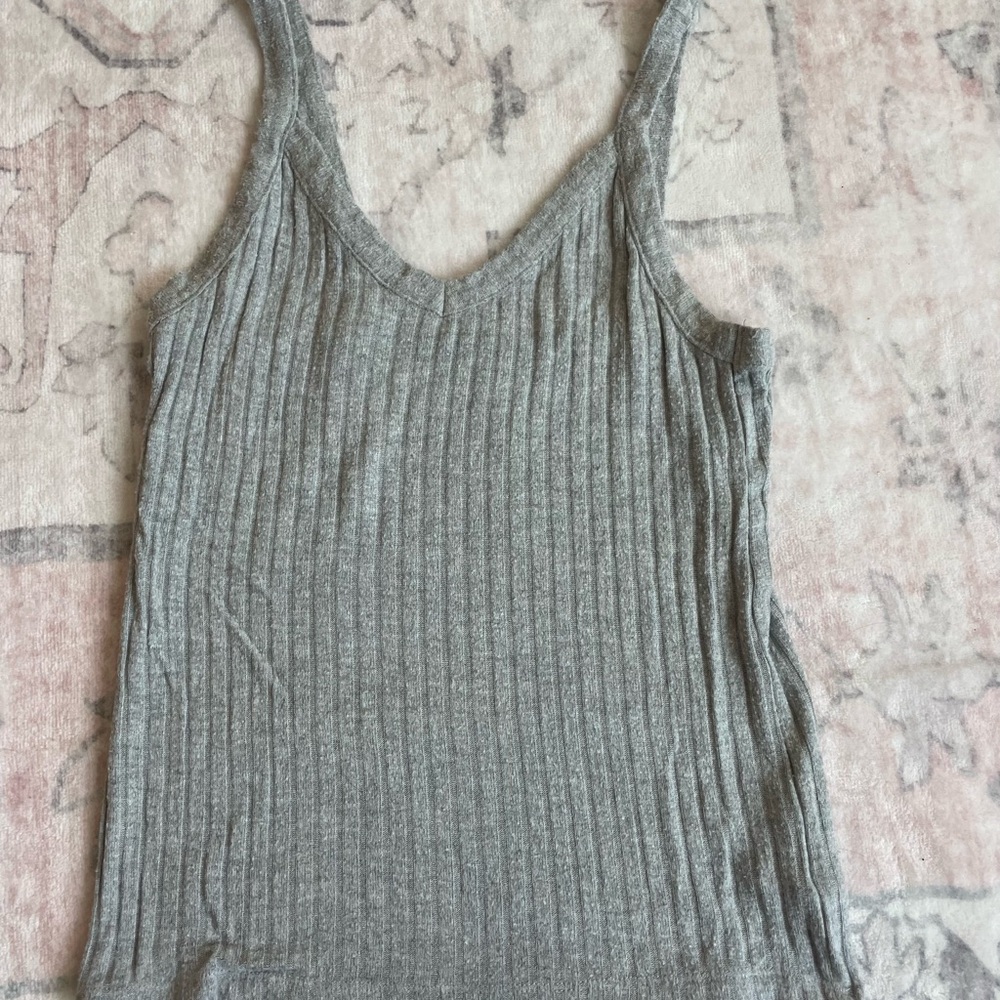 Gray Ribbed Women's Knit Top